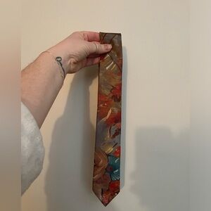 Bugle Boy Polyester Tie Multi Color Floral Watercolor Men Necktie Made In USA